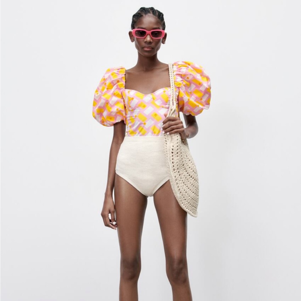 COPY - Zara printed poplin bodysuit. NWOT size: xs